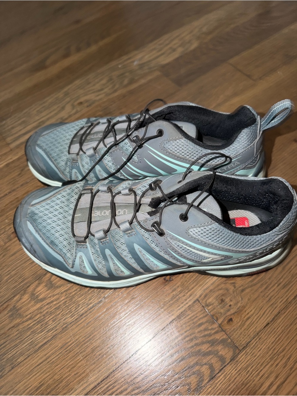 Salomon Grey and Teal Women's Trail Running Shoes